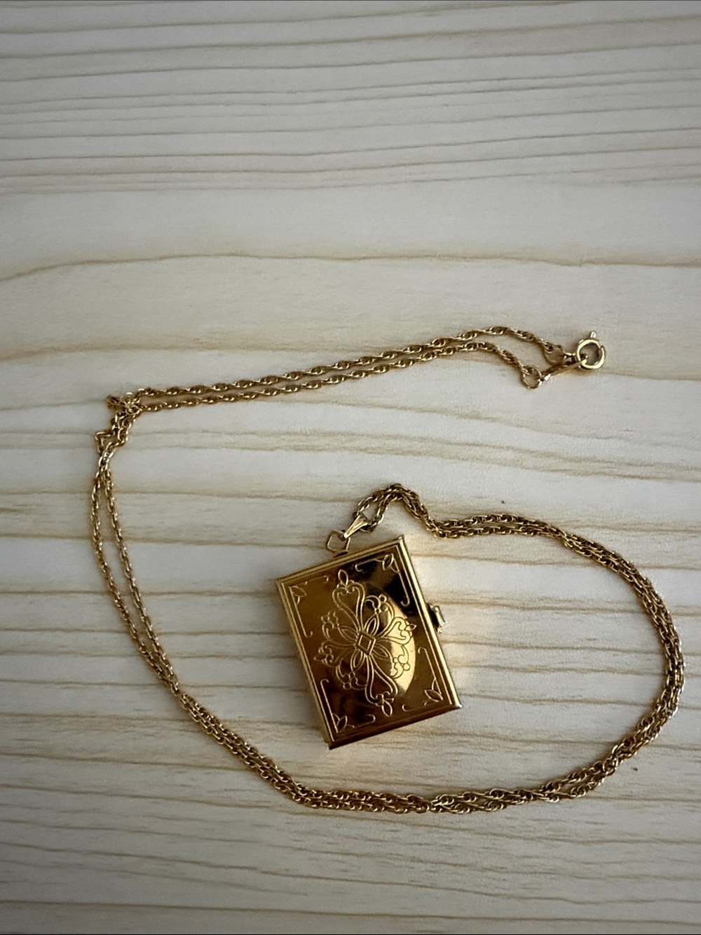 Gold Floral Locket Necklace for Women